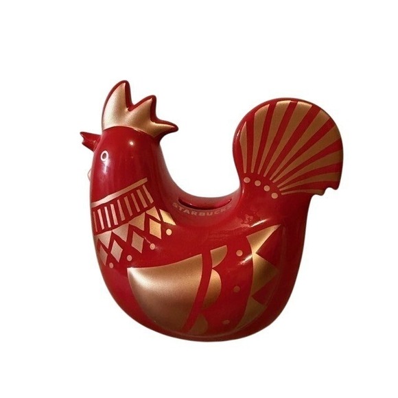 Starbucks Other - Rare Ltd Edition Starbucks Red Rooster Coin Bank 2016 Ceramic Chinese New Year
